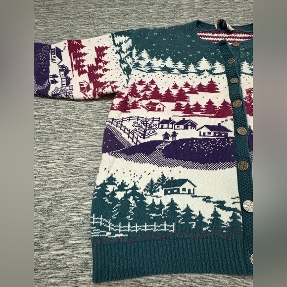 Vintage Northern Reflections Winter Scene Cardigan Ladies M/L - Picture 3 of 8